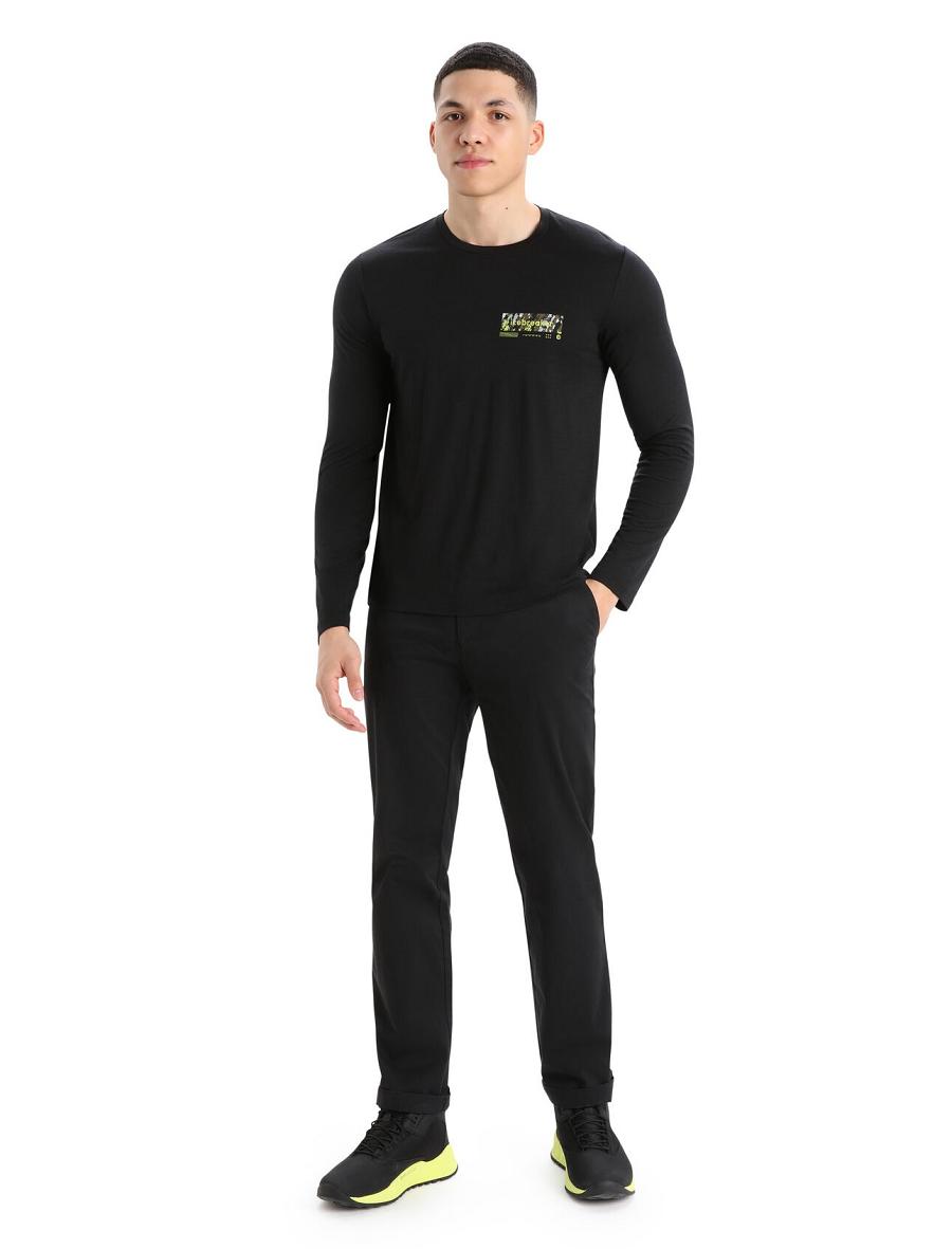 Long Sleeve Icebreaker Merino Tech Lite II T-Shirt Summit Tread Homme Noir | FR 1237QMAZ